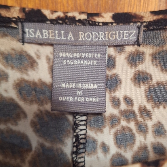 Isabella Rodriguez Leopard Print Cinched Waist Blouse Ladies Medium Edgy Animal - Picture 5 of 7